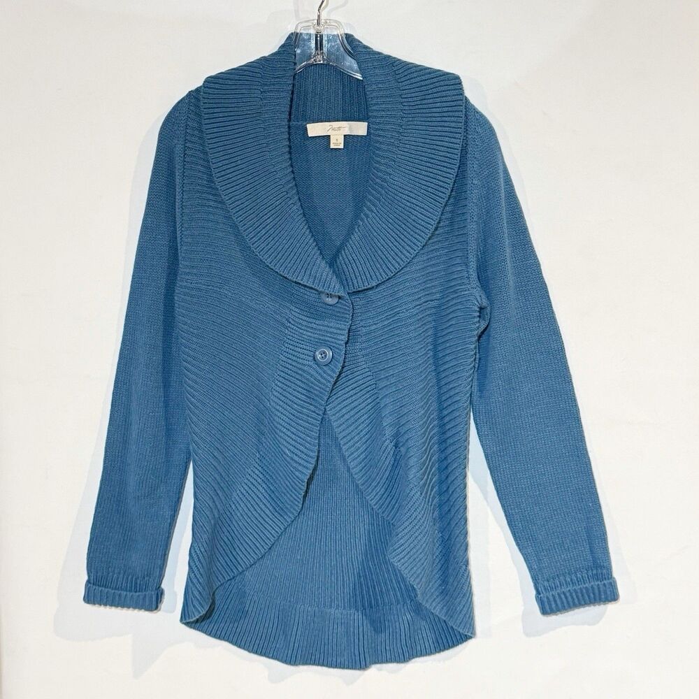 Women’s Motto Blue Shawl Collar Cardigan Sweater Size S Acrylic Wool - Picture 3 of 16